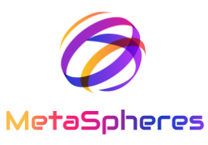 MetaSpheres logo featuring a colorful spherical design with purple, orange, and yellow elements, accompanied by the text 'MetaSpheres' in a modern font.
